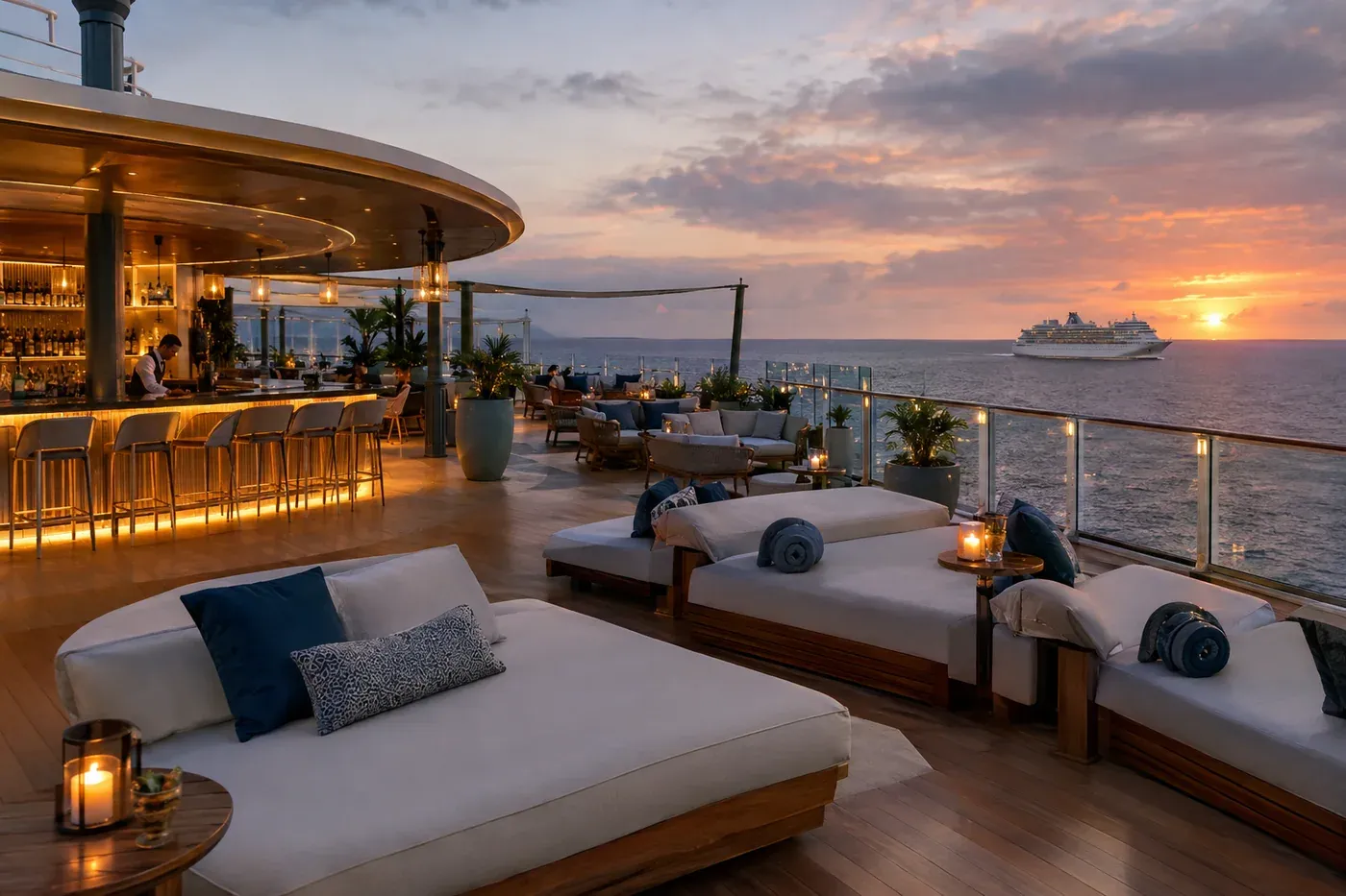 Illustrative adults only cruise scene (not a Virgin photo)