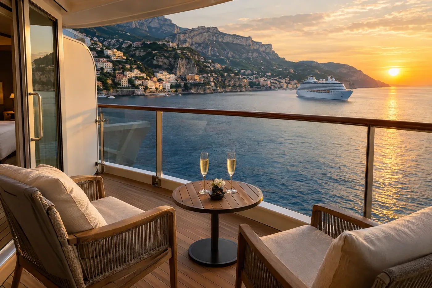 Illustrative luxury cruise scene (not a Silversea photo)