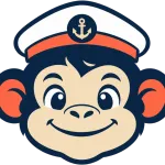 The MyCruiseMonkey mascot, a cheerful monkey in a captain's cap