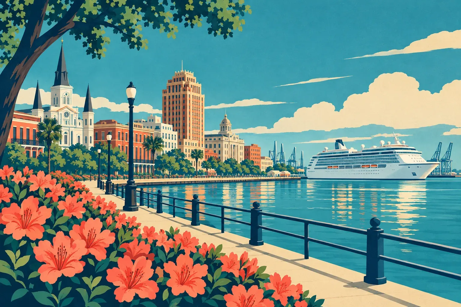 Travel poster style illustration of Mobile